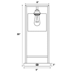 Shoto - Glass Shade Metal Bedside Table Lamp - Black