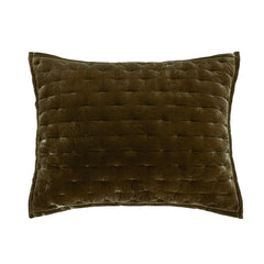 Stella Faux Silk Velvet Pillow Sham, 21" x 27", Green Ochre, 1PC