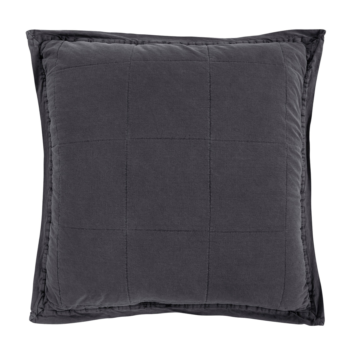 Stonewashed Cotton Canvas Euro Sham, 27" x 27", Charcoal, 1PC