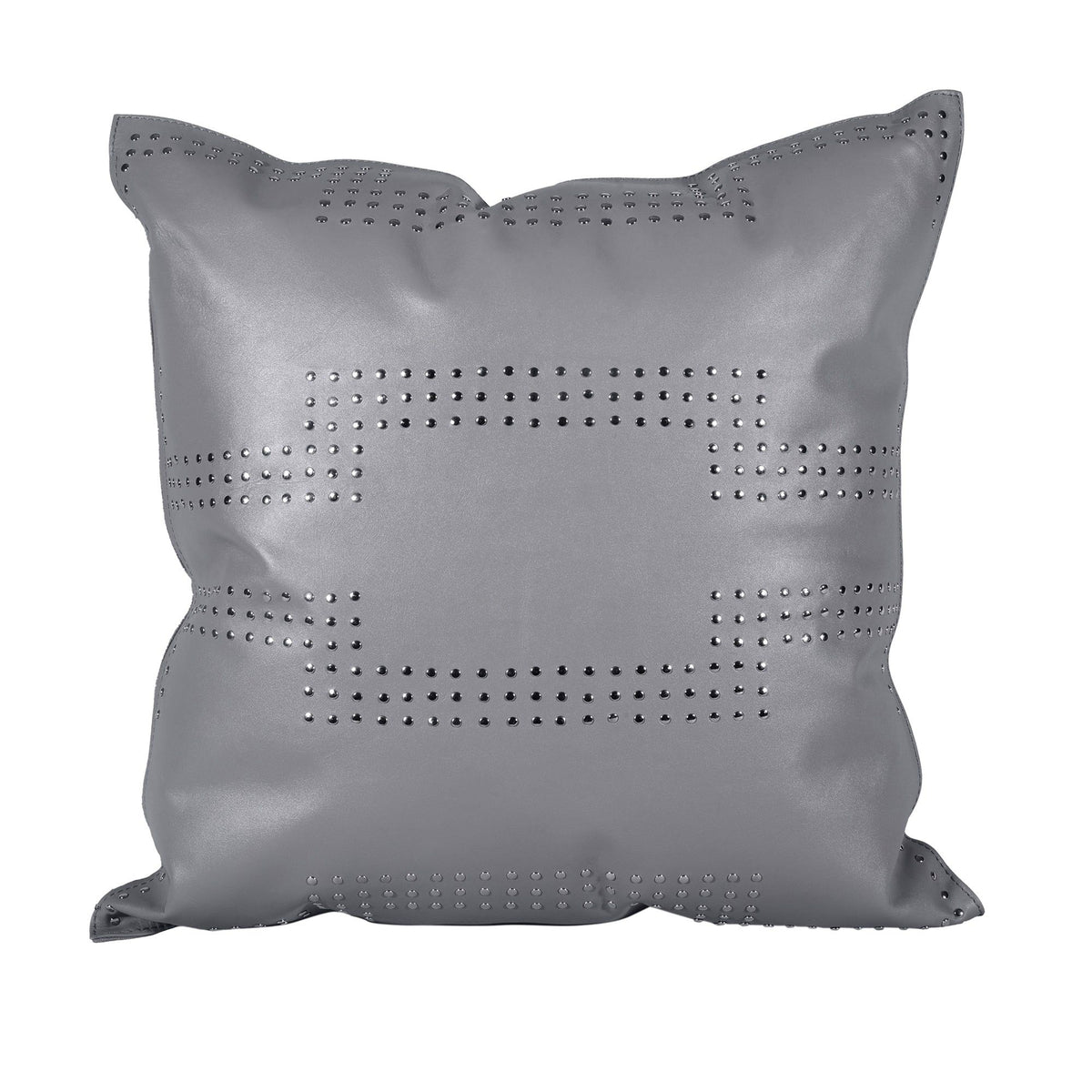 Genuine Leather Geometric Studded Throw Pillow, 20" x 20", 1PC