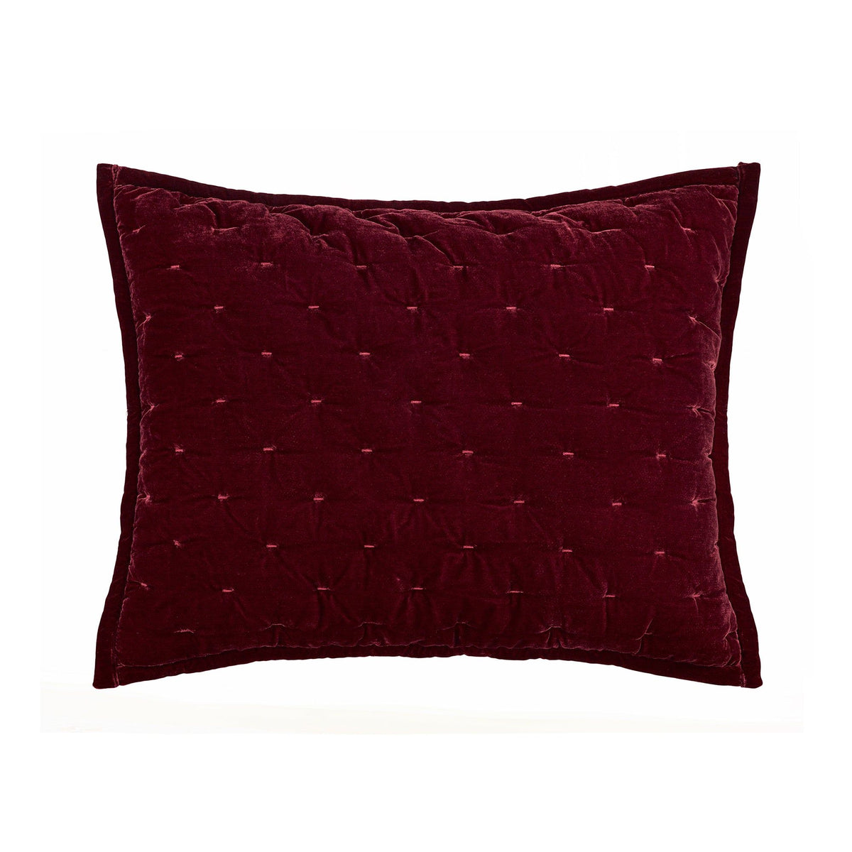 Stella Faux Silk Velvet Pillow Sham, 21" x 34", Garnet Red, 1PC