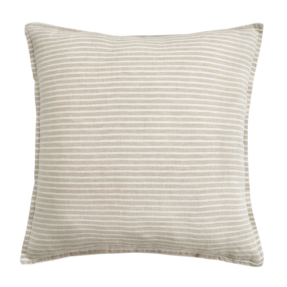 100% French Flax Linen Railroad Stripe Euro Sham, 27" x 27", Natural, 1PC
