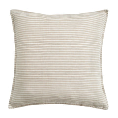 100% French Flax Linen Railroad Stripe Euro Sham, 27" x 27", Natural, 1PC