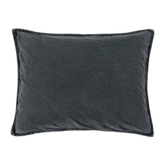 Stonewashed Cotton Canvas Pillow Sham, 21" x 34", Charcoal, 1PC