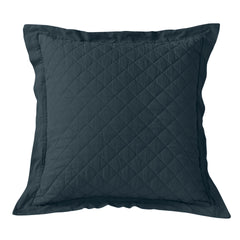Linen Cotton Diamond Quilted Euro Sham, 27" x 27", Navy, 1PC