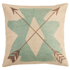Aztec Burlap Turquoise Throw Pillow, 18" x 18", 1PC