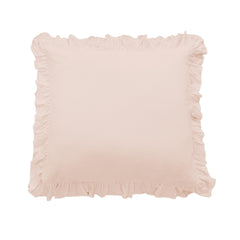 Lily Washed Linen Ruffled Euro Sham, 27" x 27", Blush, 1PC