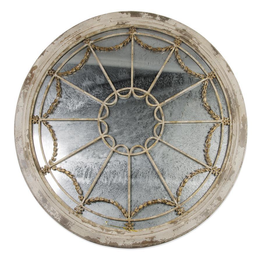 52 Inch Vintage Round Wood Framed Wall Mirror
