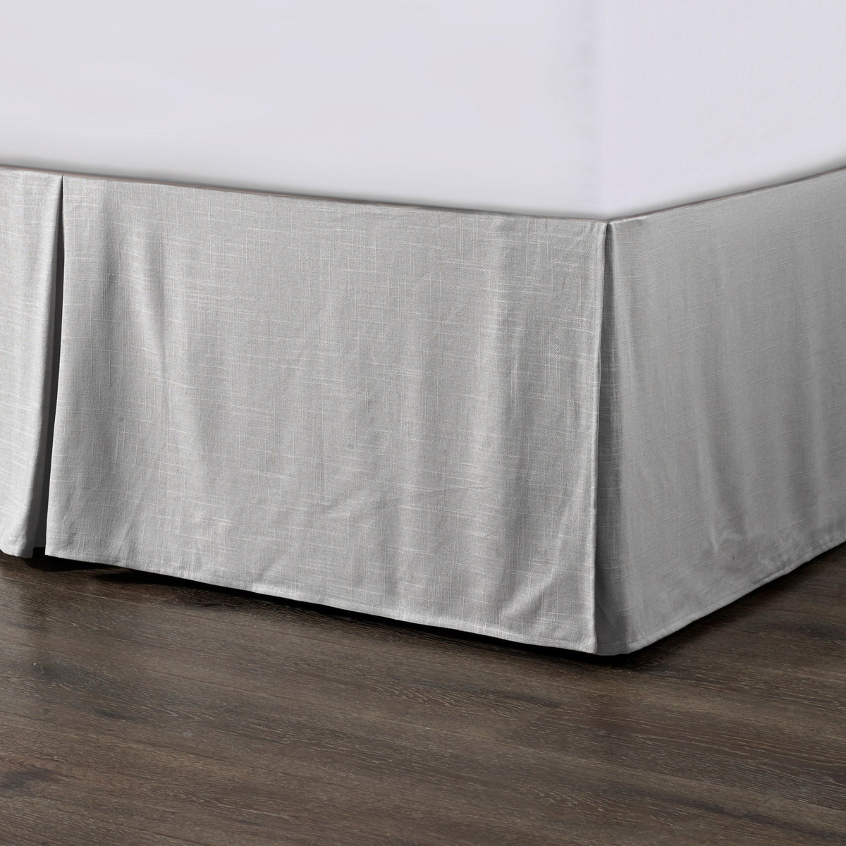 Hera Washed Linen Tailored Bed Skirt, Queen, Light Gray, 1PC