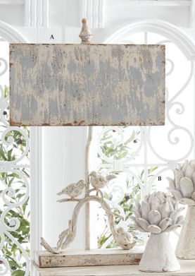 27" Lamp with Metal Birds, Light Blue Rectangle Shade