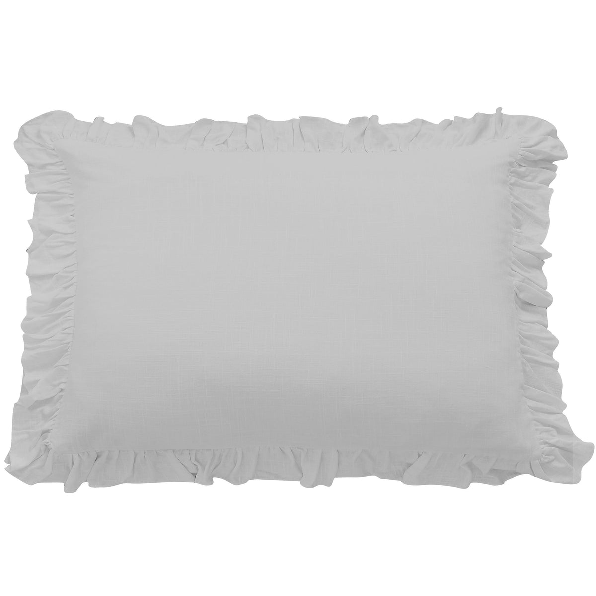 Lily Washed Linen Ruffled Dutch Euro Pillow, 27" x 39", Light Gray, 1PC