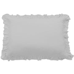 Lily Washed Linen Ruffled Dutch Euro Pillow, 27" x 39", Light Gray, 1PC
