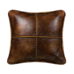 Brighton Stitched Faux Leather Decorative Throw Pillow, 18" x 18", 1PC