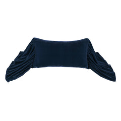 Stella Faux Silk Velvet Long Ruffled Pillow, 14" x 26", Midnight Blue, 1PC