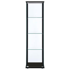 Cyclamen - 4-Shelf Clear Glass Curio Display Cabinet - Black