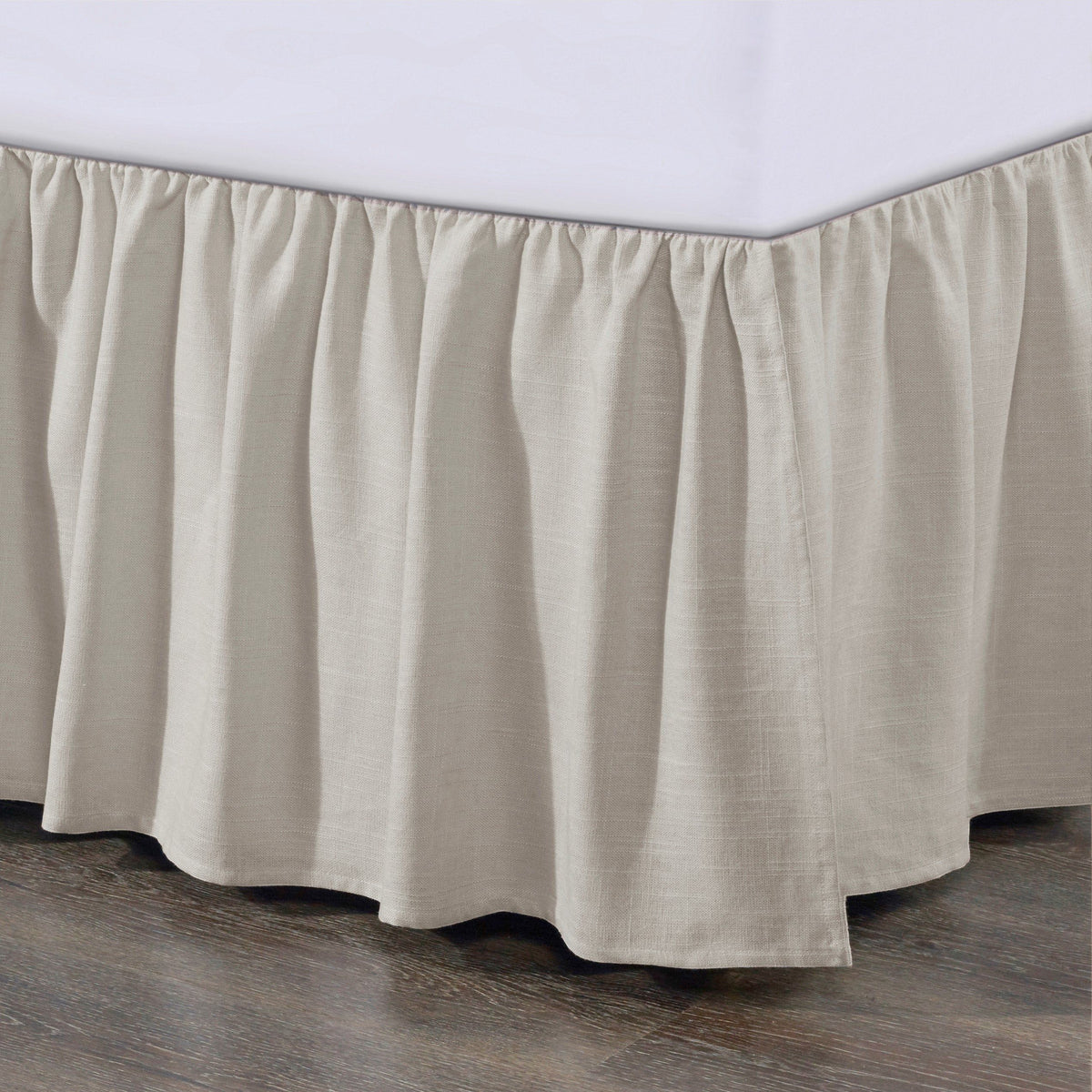Lily Washed Linen Gathered Bed Skirt, Queen, Light Tan, 1PC