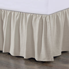 Lily Washed Linen Gathered Bed Skirt, King, Light Tan, 1PC