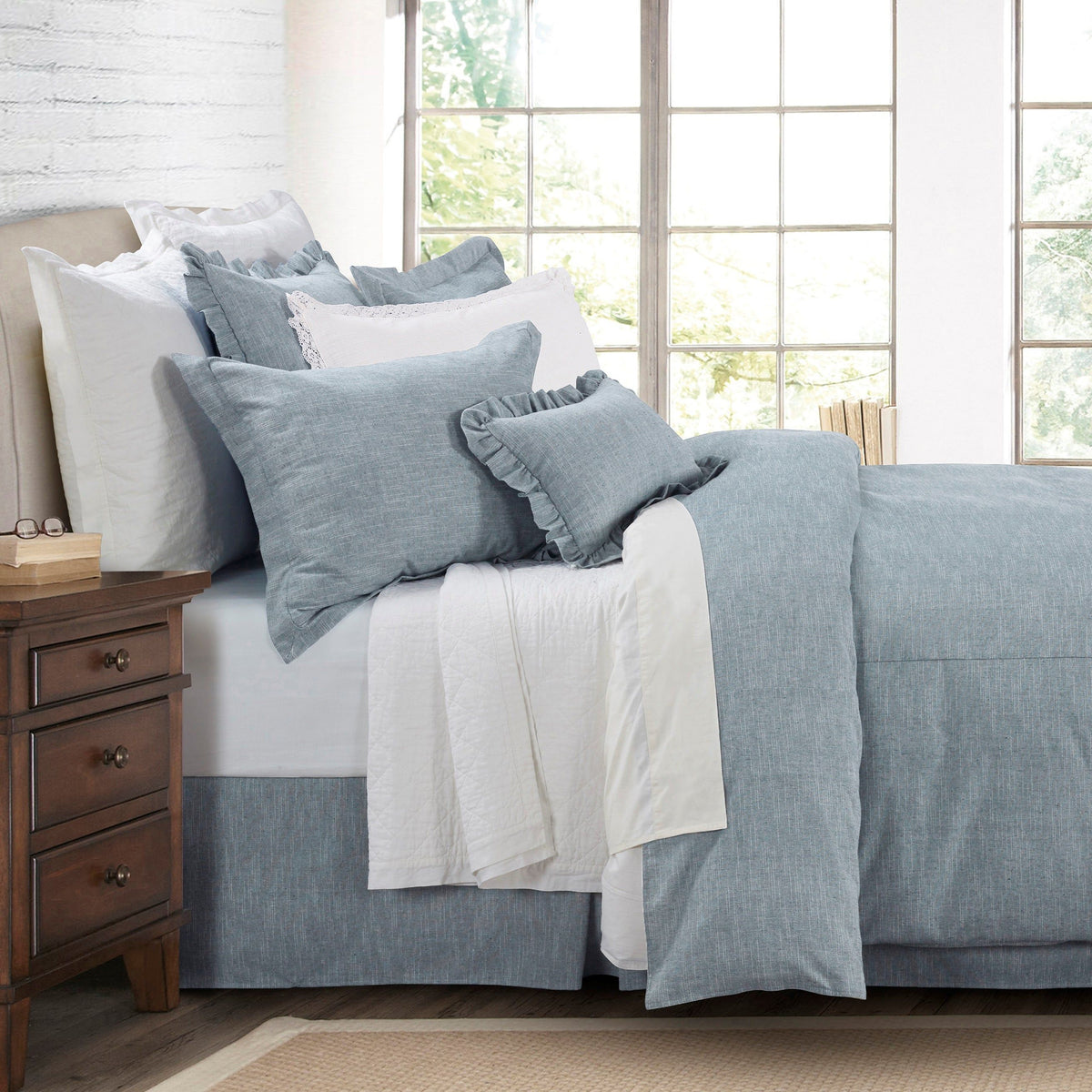Chambray Comforter Set, Super Queen, 3PC