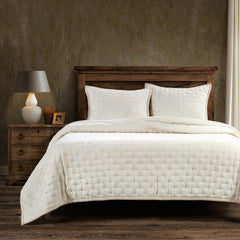 Stella Faux Silk Velvet Quilt, Queen, Stone, 1PC
