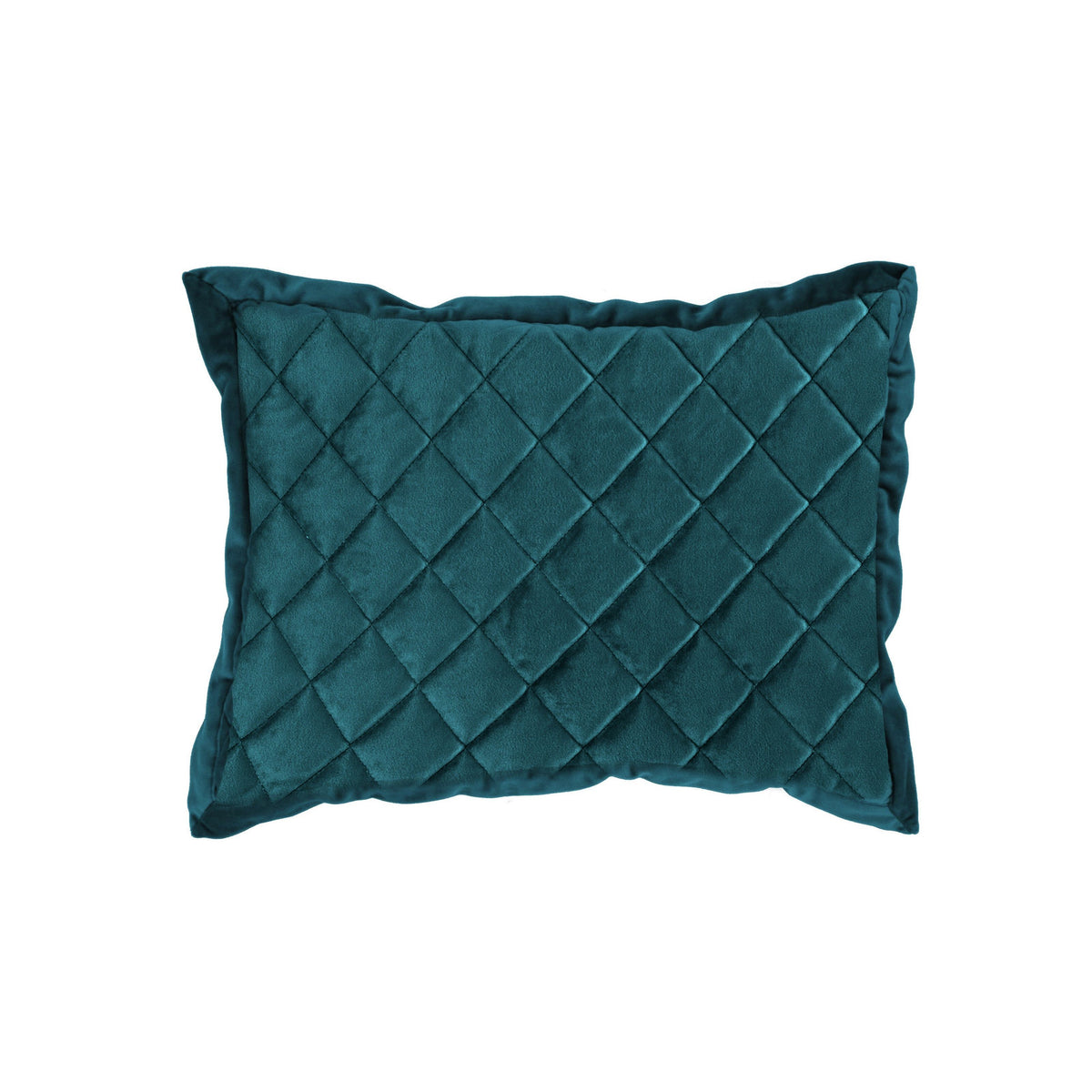 Velvet Diamond Quilted Boudoir Pillow, 12" x 16", Teal, 1PC