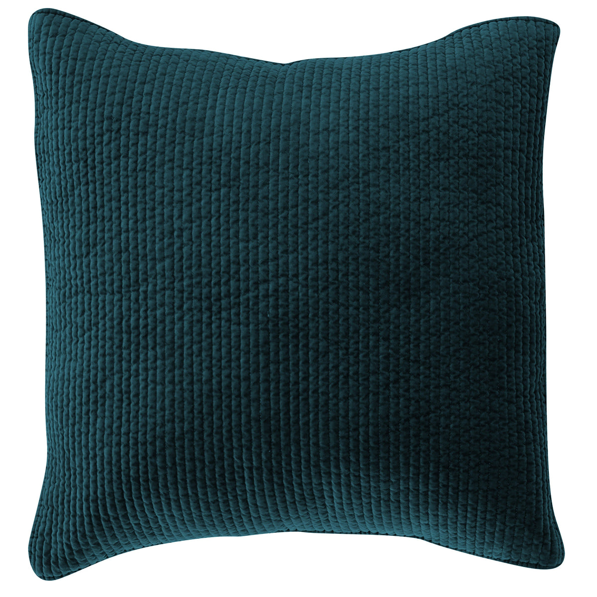 Stonewashed Cotton Velvet Quilted Euro Sham, 27" x 27", Deep Blue, 1PC