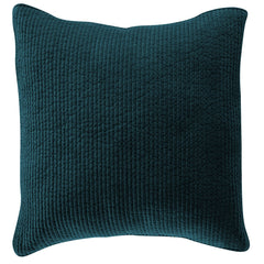 Stonewashed Cotton Velvet Quilted Euro Sham, 27" x 27", Deep Blue, 1PC