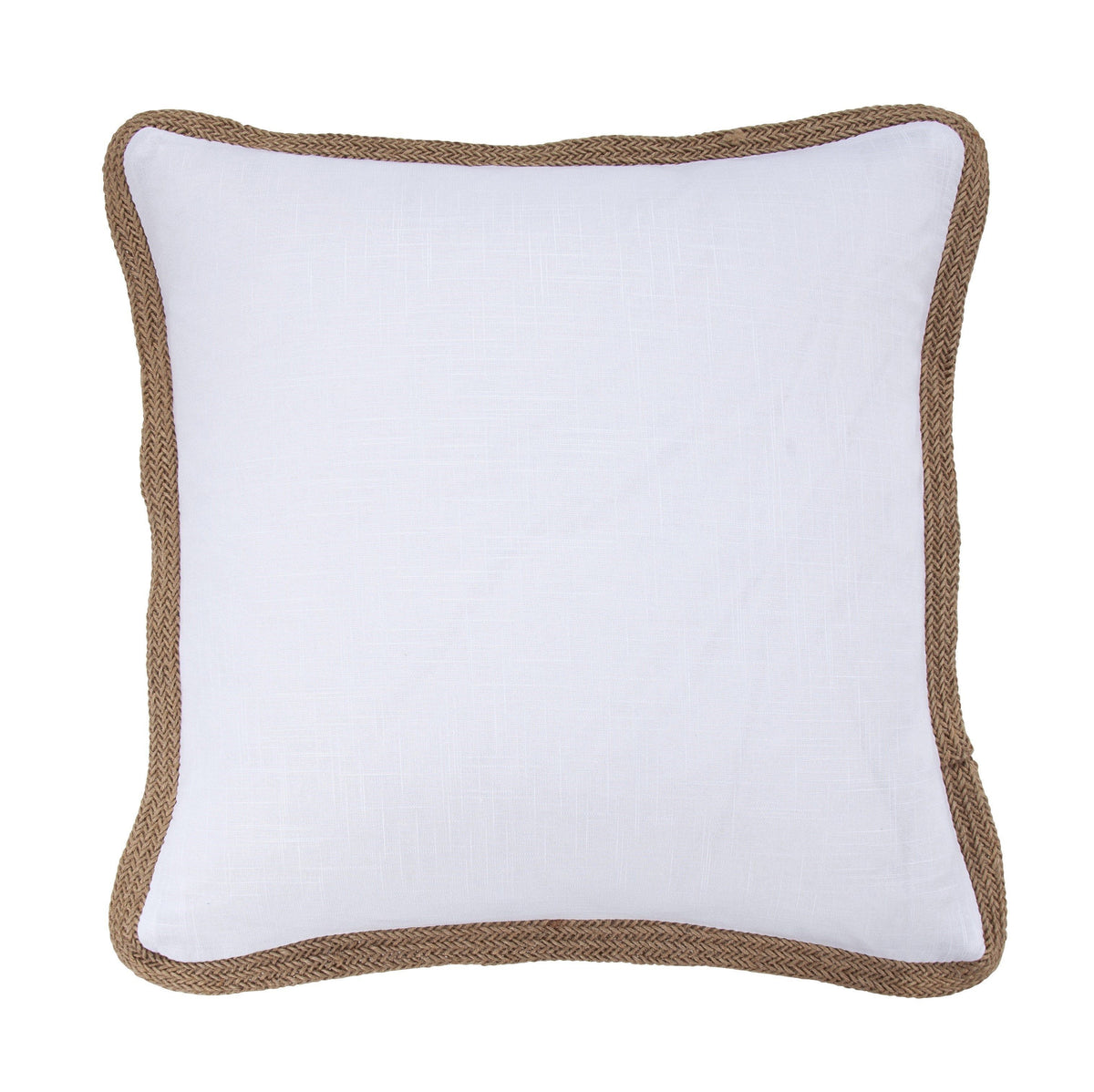 Luna Washed Linen Jute Trimmed Euro Sham, 27" x 27", White, 1PC