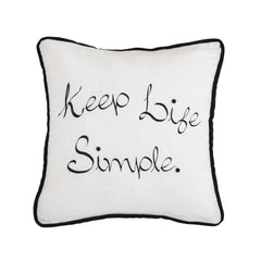 Keep Life Simple" Embroidery Throw Pillow, 18" x 18", 1PC