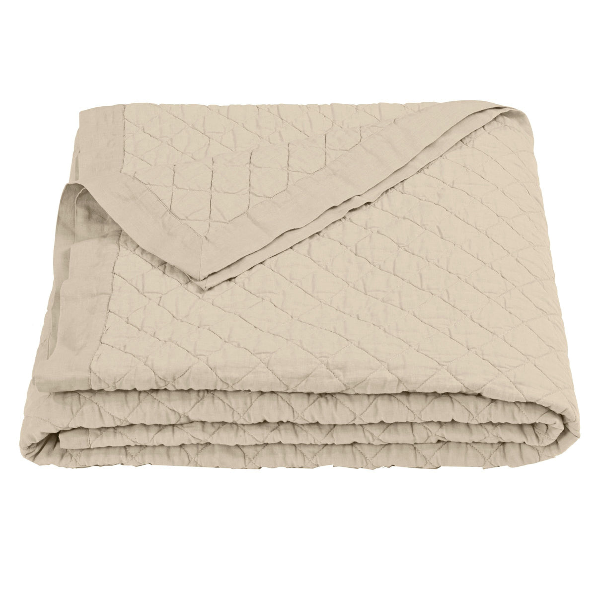 Linen Cotton Diamond Quilt, Twin, Light Tan, 1PC