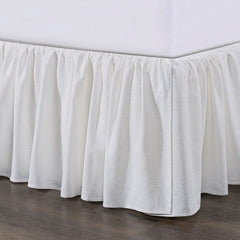 Lily Washed Linen Gathered Bed Skirt, Queen, White, 1PC