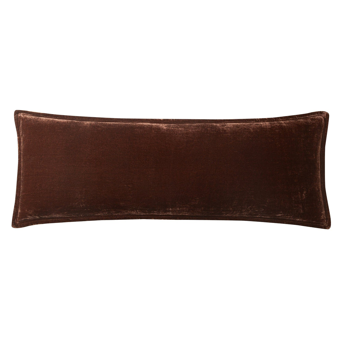 Stella Faux Silk Velvet Long Lumbar Pillow, 14" x 42", Copper Brown, 1PC