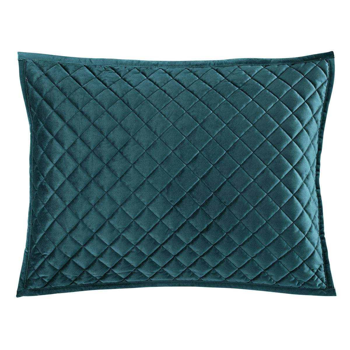 Velvet Diamond Quilted Pillow Sham Set, 21" x 34", Teal, 2PC