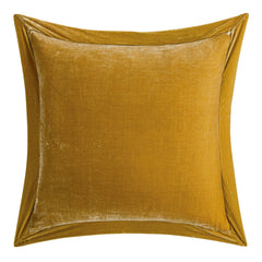 Stella Faux Silk Velvet Flanged Euro Sham, 27" x 27", Saffron, 1PC