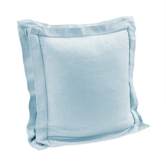 Luna Double Flanged Washed Linen Pillow, 20" x 20", Light Blue, 1PC