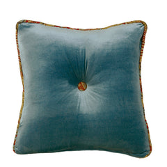San Angelo Teal Velvet Tufted Pillow with Paisley, 18" x 18", 1PC