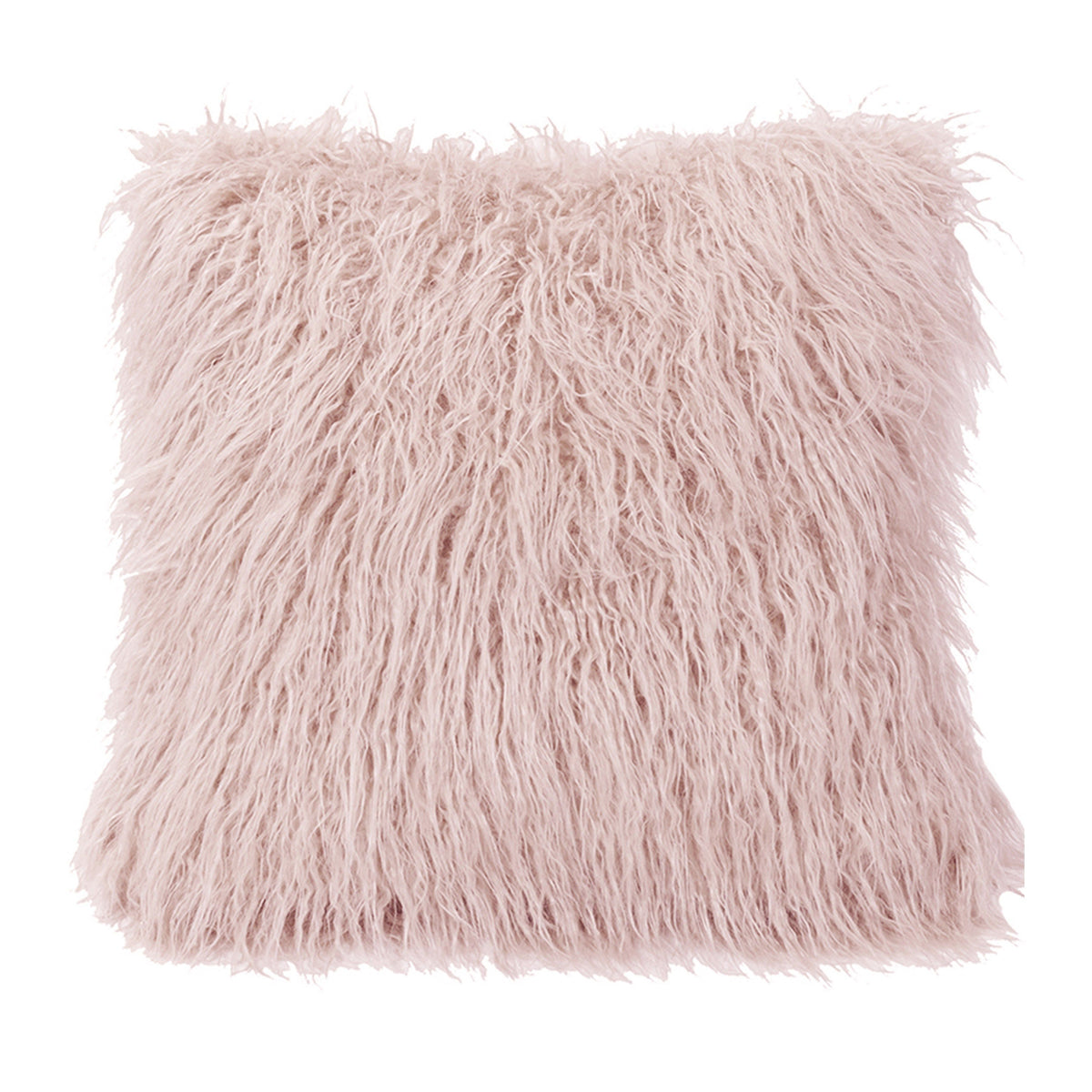 Mongolian Faux Fur Euro Sham, 27" x 27", Blush, 1PC
