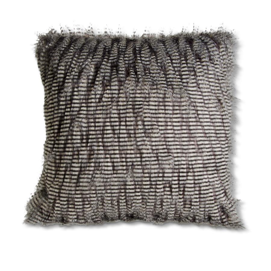 24"x24" Square Gray Three Tone Faux Fur Pillow
