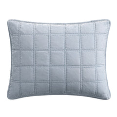 Stella Faux Silk Velvet Double Box Stitch Pillow Sham, 21" x 27", Icy Blue, 1PC