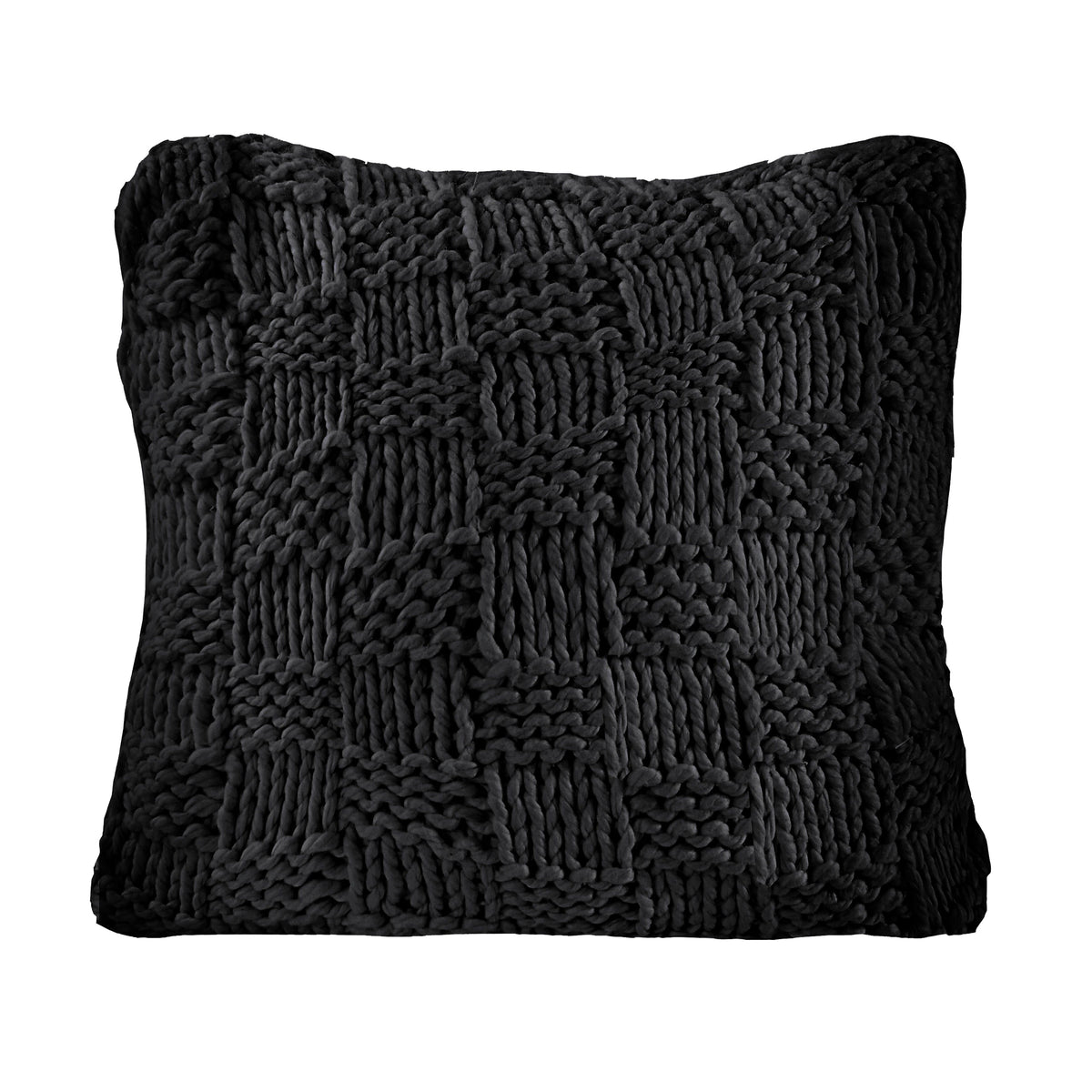Chess Knit Euro Sham, 27" x 27", Black, 1PC