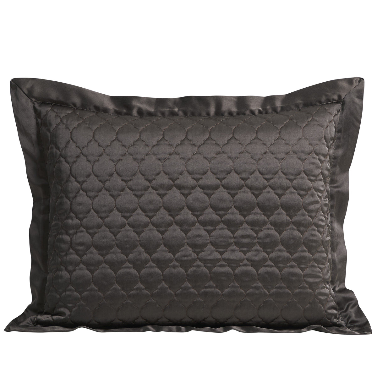 High Shine Satin Quatrefoil Quilt Pillow Sham Set, 21" x 27", Espresso, 2PC