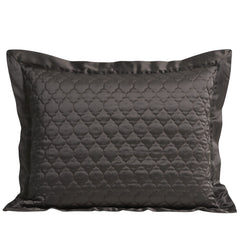High Shine Satin Quatrefoil Quilt Pillow Sham Set, 21" x 27", Espresso, 2PC