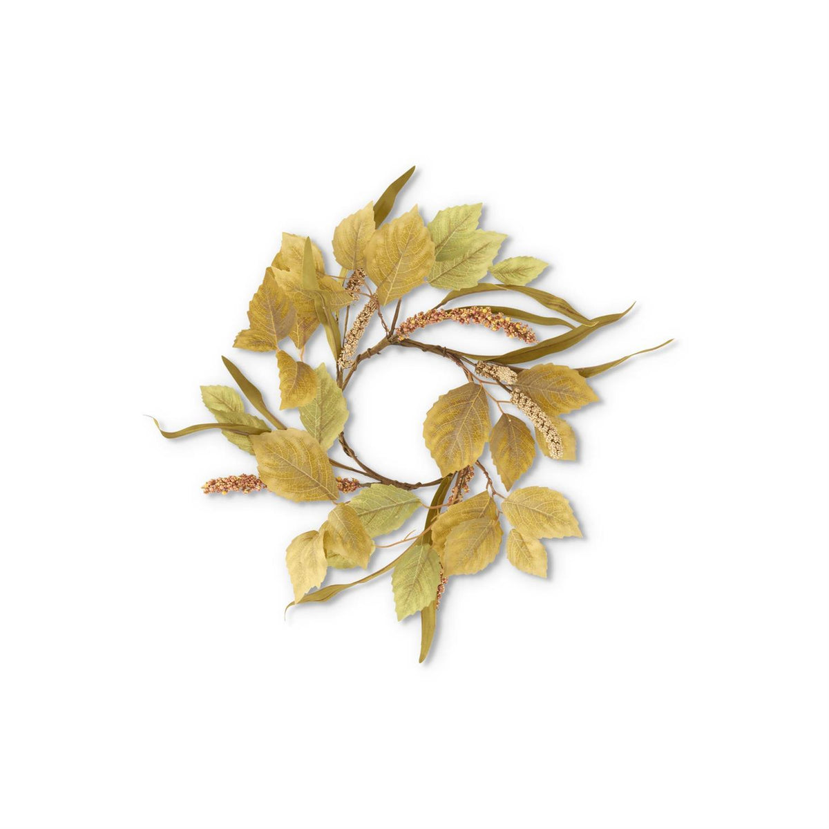 Green Birch Leaves Garland w/Eva Leaves & Berry Spikes