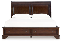 Trellington - Brown - Queen Sleigh Storage Bed