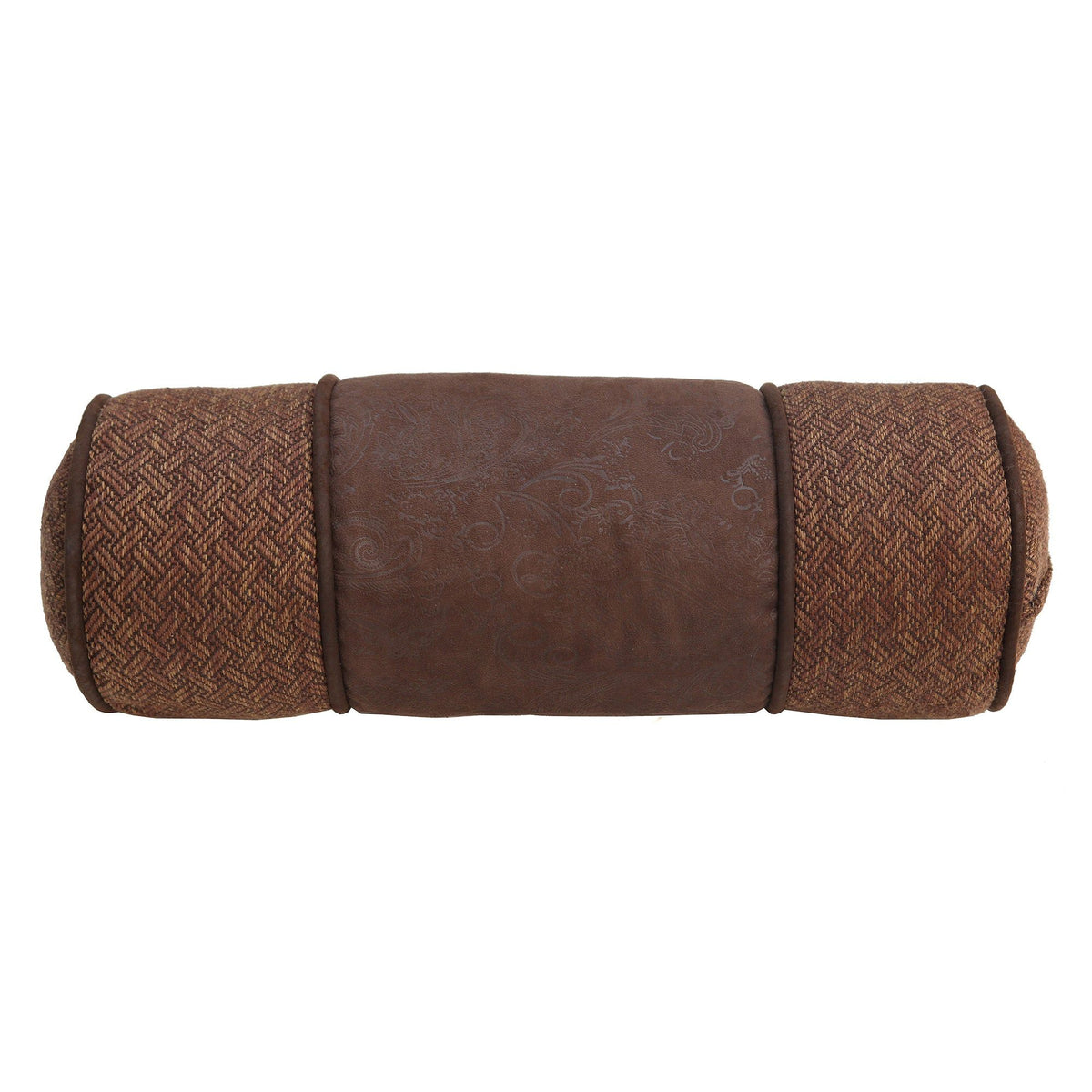 Del Rio Chocolate Leather Neckroll Pillow, 8" x 21", 1PC