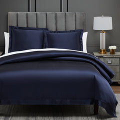 High Shine Satin Duvet Cover Set, Super King, Navy, 3PC