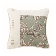 Gramercy Floral, Striped, & White Linen Textured Square Pillow, 18" x 18", 1PC