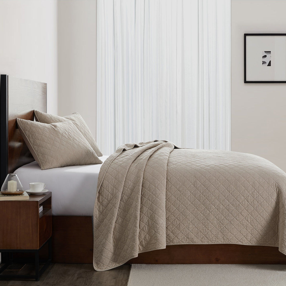Stonewashed Cotton Gauze Quilt, King, Sable, 1PC