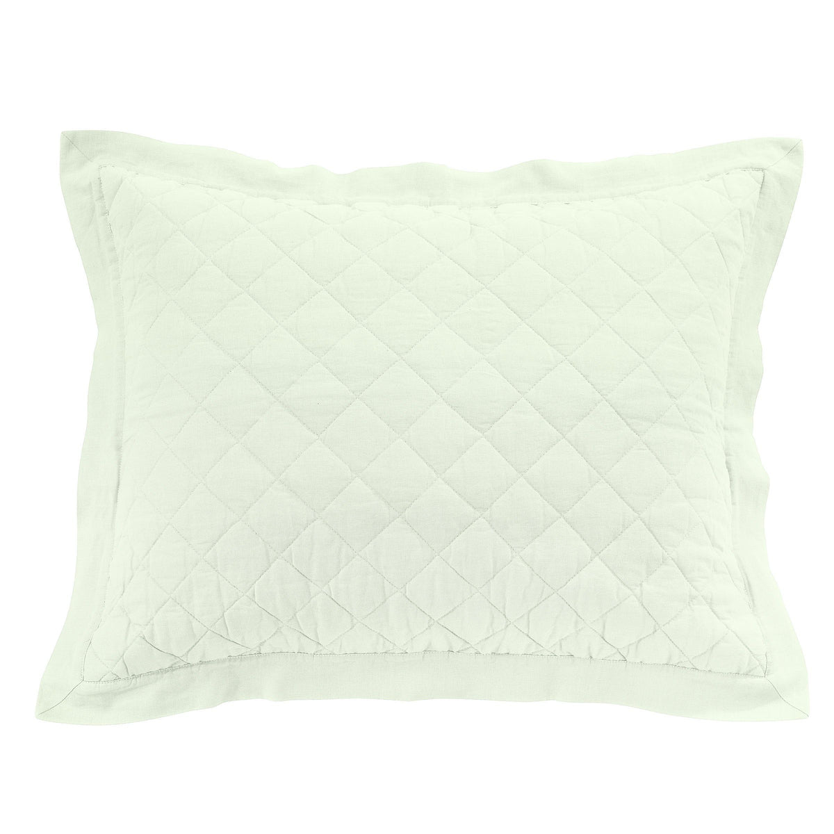 Linen Cotton Diamond Quilted Pillow Sham, 20" x 26", Sea Foam, 1PC