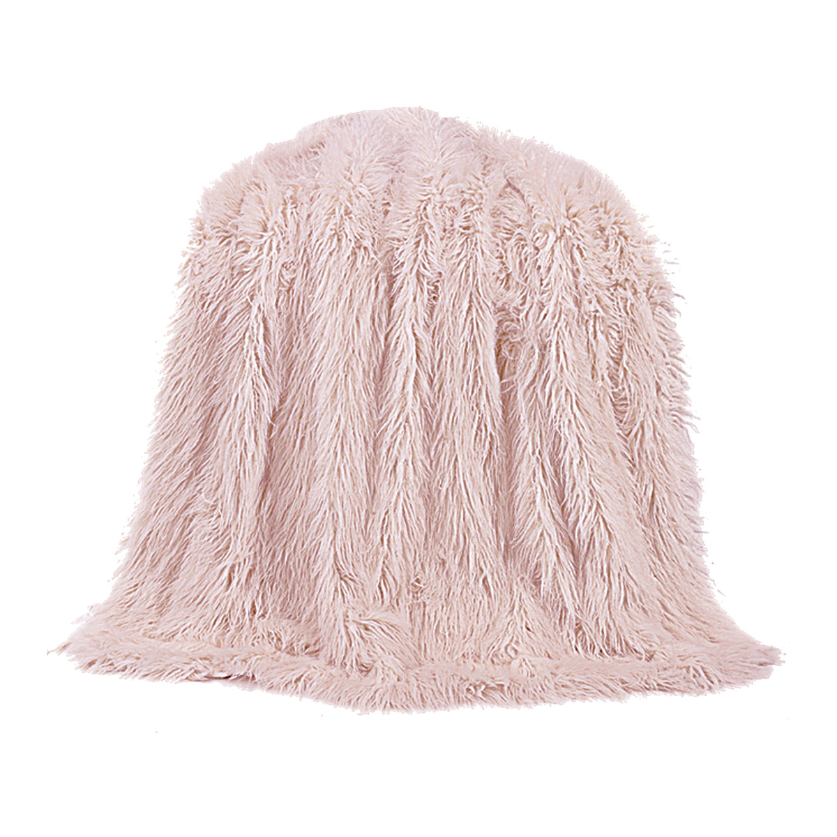 Mongolian Faux Fur Throw Blanket, 50" x 60", Blush, 1PC