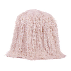 Mongolian Faux Fur Throw Blanket, 50" x 60", Blush, 1PC